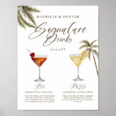Boho Tropische Waterverf Handtekening Drinken Brui Poster (Voorkant)