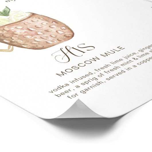 Boho Tropische Waterverf Handtekening Drinken Brui Poster (Hoek)