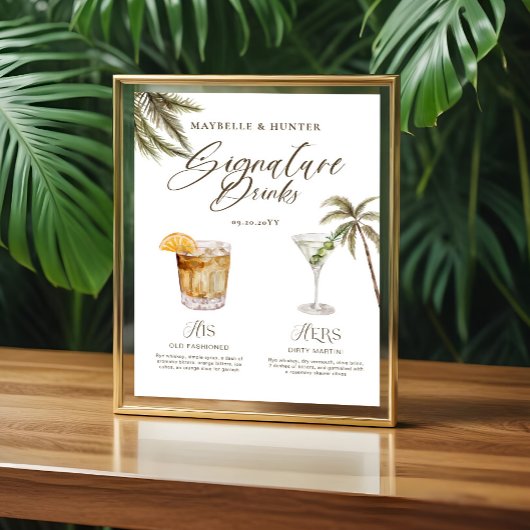 Boho Tropische Waterverf Handtekening Drinken Brui Poster