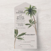 boho tropische waterverf palm beach bruiloft  all in one uitnodiging (Binnen)