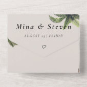 boho tropische waterverf palm beach bruiloft  all in one uitnodiging (Achterkant)