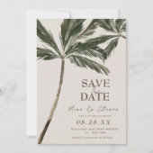 boho tropische waterverf palmboom strand bruiloft save the date (Voorkant)