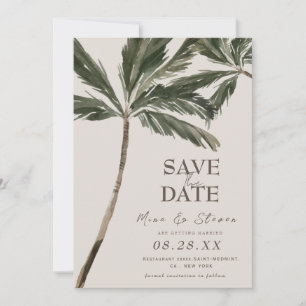 boho tropische waterverf palmboom strand bruiloft save the date