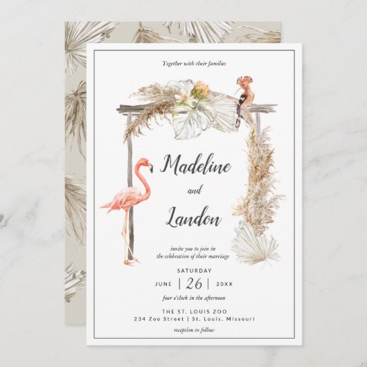 Boho Tropische Zoo Bruiloft Bestemming Kaart (Voorkant / Achterkant)