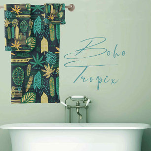 Boho Tropix Blues: Vette bladeren Bad Handdoek
