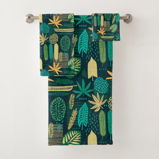 Boho Tropix Blues: Vette bladeren Bad Handdoek (Insitu)
