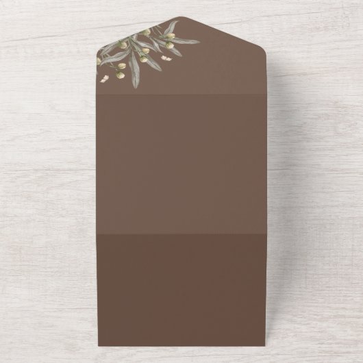 Boho Trouw Beige Botanisch All In One Uitnodiging (Buitenkant)