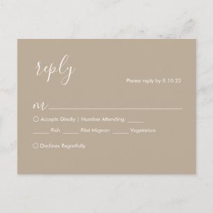 Boho Trouw RSVP Kaart, Maaltijd Opties Briefkaart
