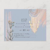 BOHO Trouw Stof Blauw Perzik Droomvanger RSVP Briefkaart (Voorkant)