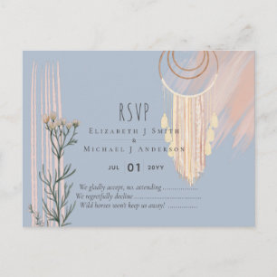 BOHO Trouw Stof Blauw Perzik Droomvanger RSVP Briefkaart