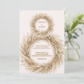 Boho Trouw Uitnodiging Pampas Krans Frame (Staand voorkant)
