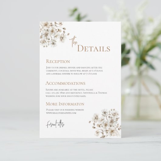 Boho Trouwdetails Bedankkaart (Staand voorkant)