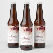 Boho Trouwfeest Pampas Gras Burgundy Bier Etiket (Flessen)