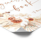 Boho Trouwgastboekbord | Boog Pampasgras Poster (Hoek)