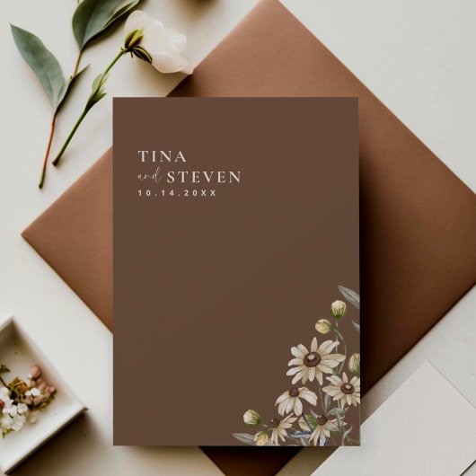 Boho Trouwkaart Beige Botanische Uitnodiging