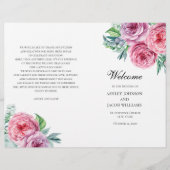 Boho trouwprogramma gevouwen. Zomroze bloemen (Voorkant)