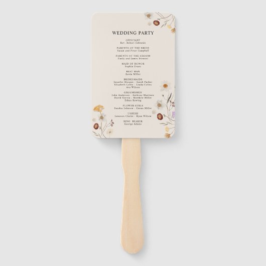 Boho trouwprogramma waaier, Ceremonieprogramma blo Handwaaier (Achterkant)