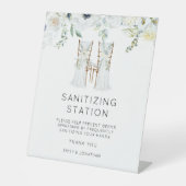 Boho Trouwstoelen Hand Sanitizer Station Reclamebord Met Voetstuk (Voorkant)