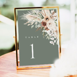 Boho Trouwtafel Nummers, Pampas Gras Bloemen 