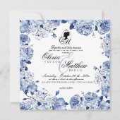 Boho Trouwtuin Bloemen Elegante Blauwe Roos Kaart (Voorkant)