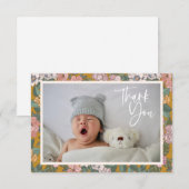 Boho  Tuin Bloemen Baby Foto Baby shower Bedankkaart (Voorkant / Achterkant)