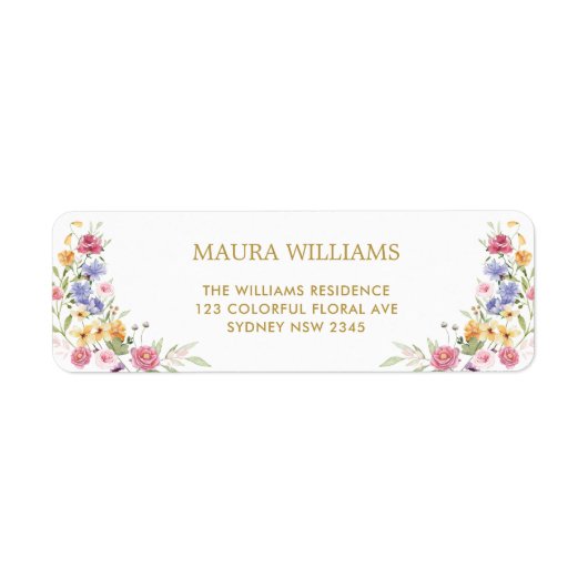 Boho Tuin Bloemen Bruiloft Feest Retouradres Etiket (Voorkant)
