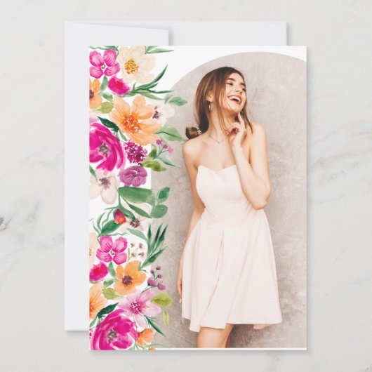 Boho tuin bloemengoud foto afstuderen kaart (Achterkant)