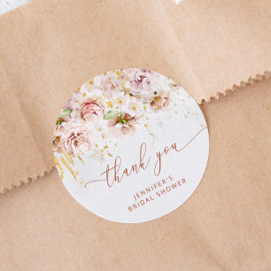 Boho tuin bloemige bruidsdouche bedankt ronde sticker
