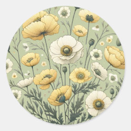 Boho Tuin Feest Sage Wildflower Bruiloft Ronde Sticker