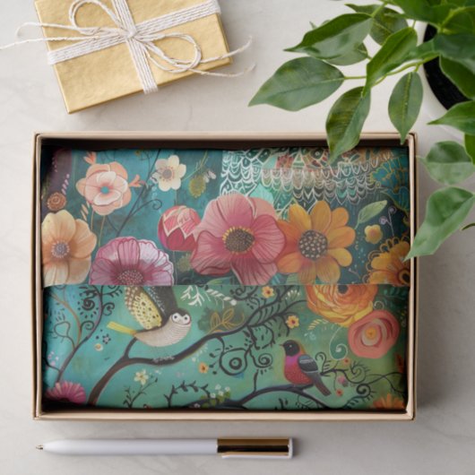 BOHO TUIN MEISJE DECOUPAGE TISSUEPAPIER (Geschenk)