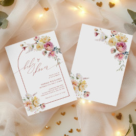 Boho Tuin Roos Bloemen Baby Shower Kaart