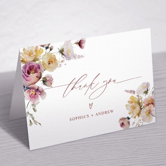 Boho Tuin Roos Bloemen Bruiloft Bedankkaart