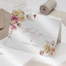 Boho Tuin Roos Bloemen Bruiloft Bedankkaart