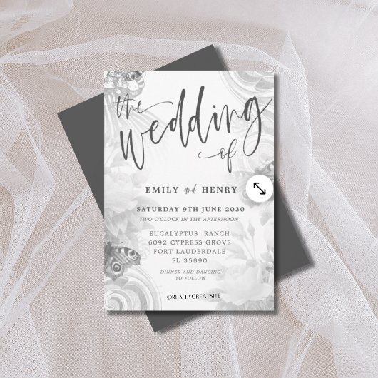 Boho  Tuin & Vlinder Bruiloft Kaart