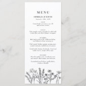 Boho Tuin Wilde Bloem Bruiloft Ontvangst Menu (Voorkant)