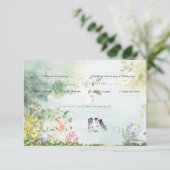 Boho Tuin Wilde Bloem | Trouw RSVP Kaartje (Staand voorkant)