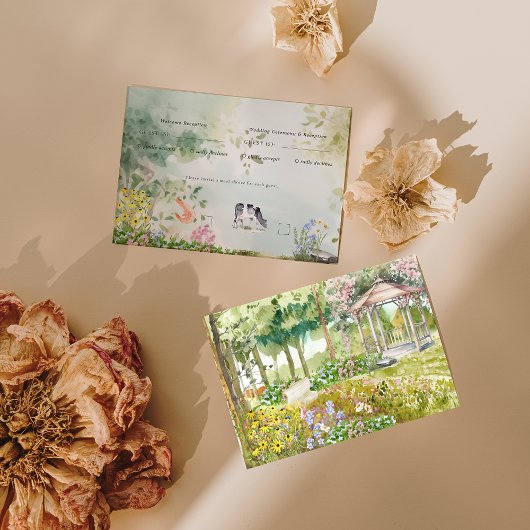 Boho Tuin Wilde Bloem | Trouw RSVP Kaartje