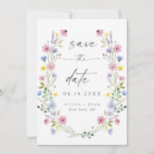 Boho Tuin Wilde Bloemen Trouwkaart "Save the Date" Kaart (Voorkant)