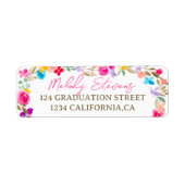 Boho tuin wilde bloemen weide afstuderen etiket (Voorkant)