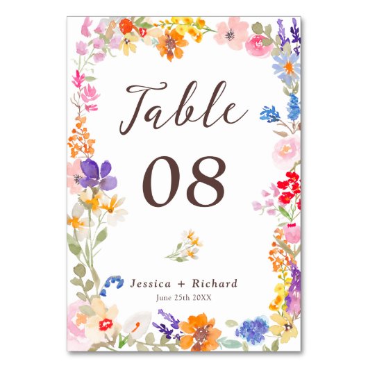 Boho tuin zomer bloemen wilde bloemen bruiloft kaart (Achterkant)