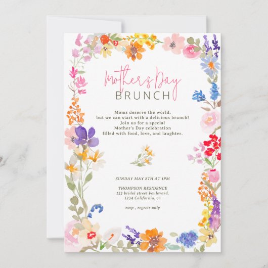 Boho tuin zomer bloemen wilde bloemen moederdag kaart (Voorkant)