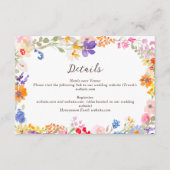 Boho tuin zomer wilde bloemen bruiloft details informatiekaartje (Voorkant)