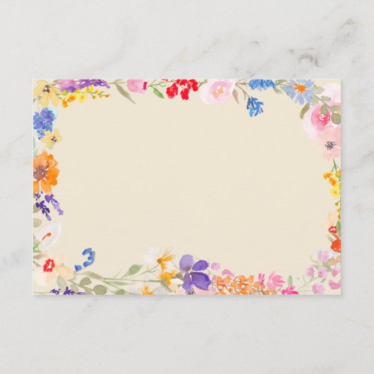 Boho tuin zomer wilde bloemen bruiloft details informatiekaartje (Achterkant)