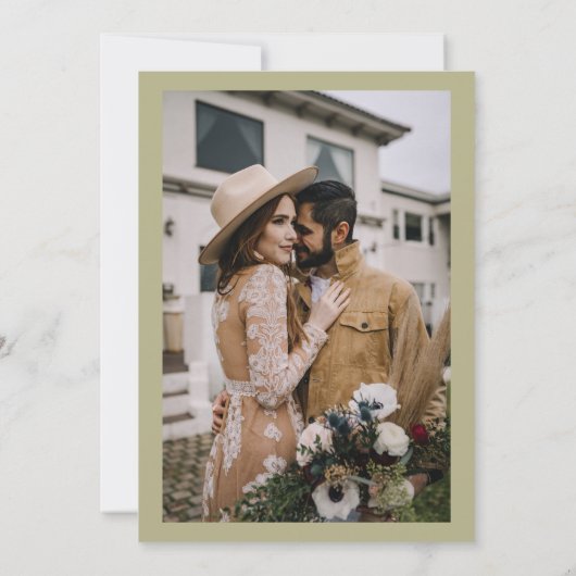 Boho tuin zomerbloemen 2 foto initialen bruiloft kaart (Achterkant)