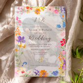 Boho tuin zomerbloemen 2 foto initialen bruiloft kaart