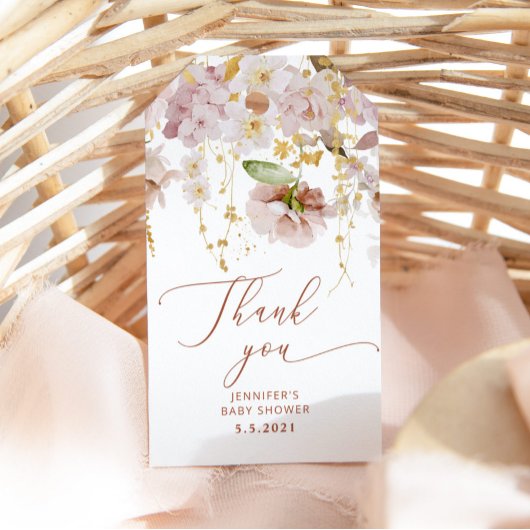 Boho tuinbloem baby shower dank u label cadeaulabel