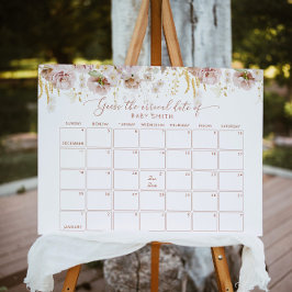 Boho tuinbloem Raad eens de vervaldatum kalender Poster