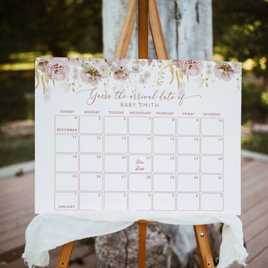 Boho tuinbloem Raad eens de vervaldatum kalender Poster