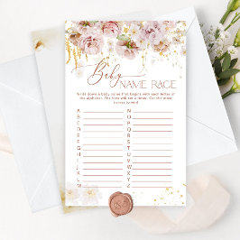 Boho tuinbloemen Baby naam race game