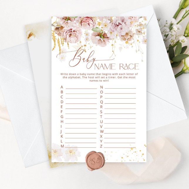 Boho tuinbloemen Baby naam race game (Creator heeft geüpload)